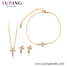 65012 xuping 18k gold plated fashion cross 3-piece jewelry sets for women
